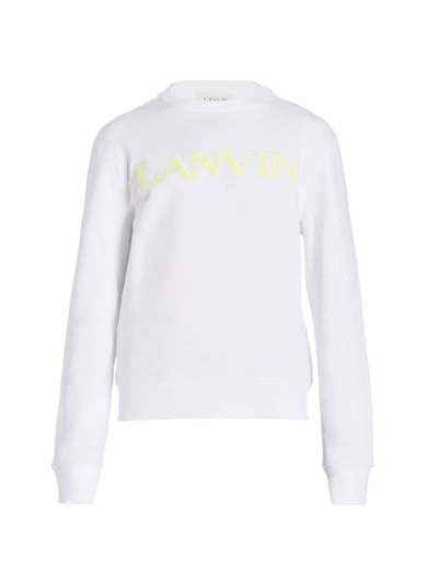 Shop Lanvin Men's Curb Court Sweatshirt In Optic White