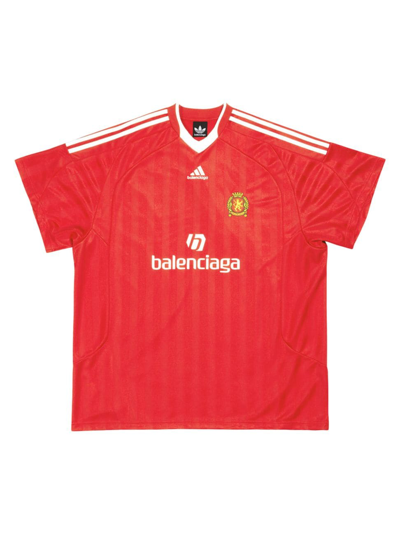 Shop Balenciaga Adidas Soccer T-shirt Oversized In Red
