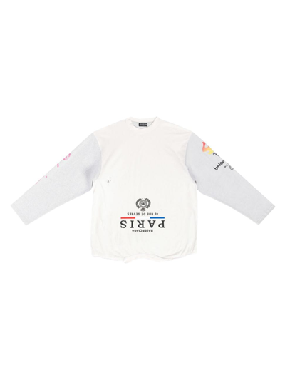 BALENCIAGA MEN'S UPSIDE DOWN LONG SLEEVE T-SHIRT OVERSIZED 