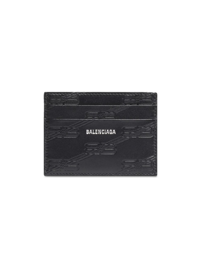 Shop Balenciaga Men's Embossed Monogram Card Case In Box In Black