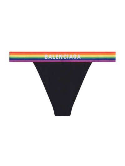 Shop Balenciaga Women's Pride Sporty Thong In Black