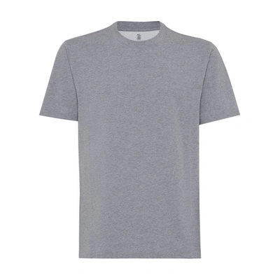 Shop Brunello Cucinelli Jersey T-shirt In Medium Grey