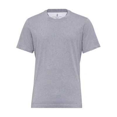 Shop Brunello Cucinelli Jersey T-shirt In Medium Grey