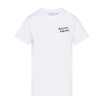 Shop Maison Kitsuné Mini Handwriting T-shirt In White