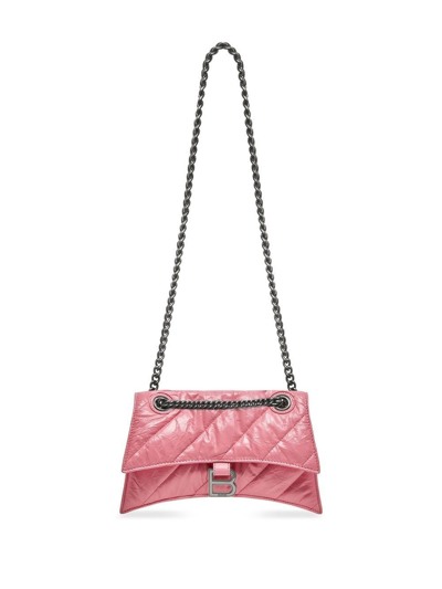 Shop Balenciaga Crush Quilted Shoulder Bag In Pink