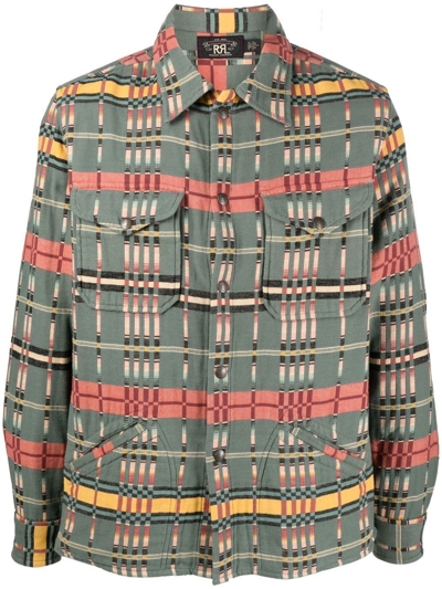Shop Ralph Lauren Rrl Geometric-pattern Cotton Shirt In Green