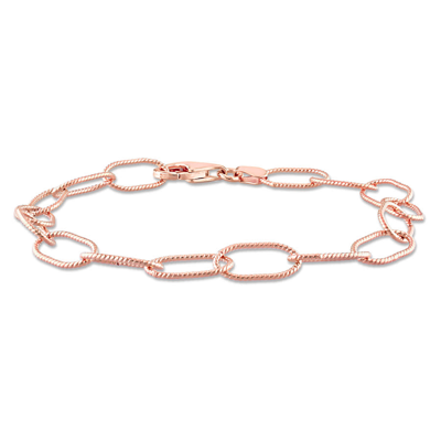 Shop Amour 6.5mm Rolo Chain Link Bracelet In Rose Plated Sterling Silver In Rose Gold-tone