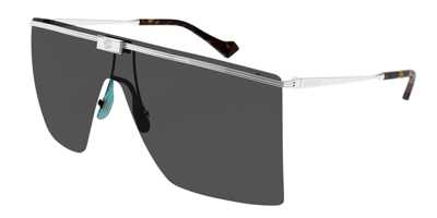 Shop Gucci Grey Shield Unisex Sunglasses Gg1096s 001 99 In Grey / Silver