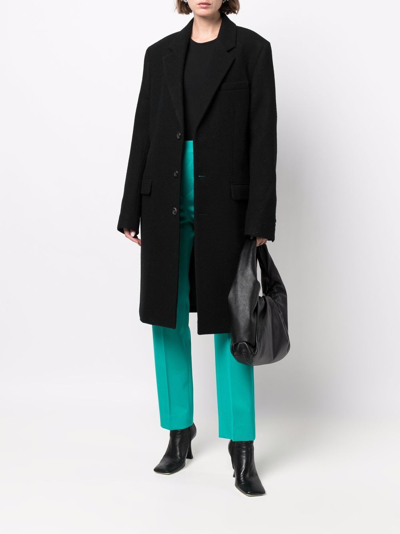 Shop Ami Alexandre Mattiussi Single-breasted Wool Coat In Black