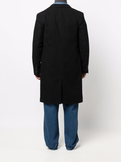 Shop Ami Alexandre Mattiussi Single-breasted Wool Coat In Black