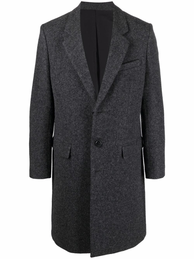 Shop Ami Alexandre Mattiussi Single-breasted Wool Coat In Grey