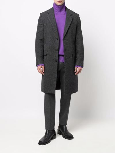 Shop Ami Alexandre Mattiussi Single-breasted Wool Coat In Grey