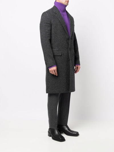 Shop Ami Alexandre Mattiussi Single-breasted Wool Coat In Grey