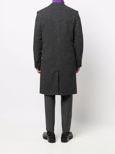 Shop Ami Alexandre Mattiussi Single-breasted Wool Coat In Grey