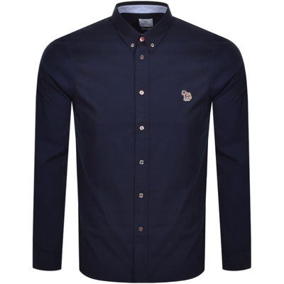 Shop Paul Smith Long Sleeved Tailored Shirt Navy