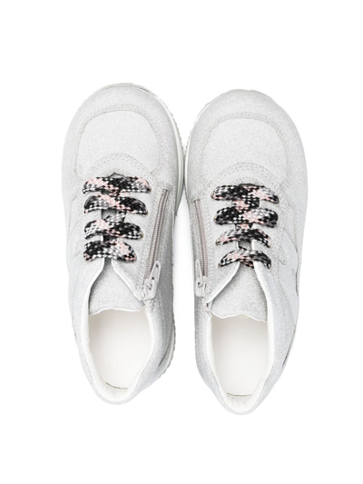Shop Hogan H-embroidered Sneakers In Grey