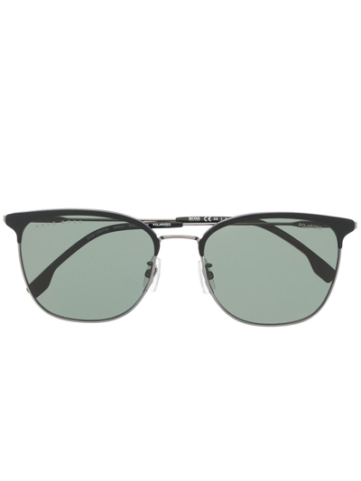 Shop Hugo Boss Polarised Square-frame Sunglasses In Black