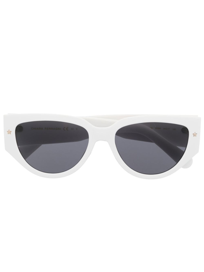 Shop Chiara Ferragni Logo-plaque Sunglasses In White
