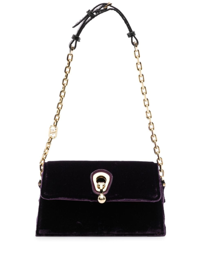Shop Ermanno Scervino La 54 Velvet Mini Bag In Purple