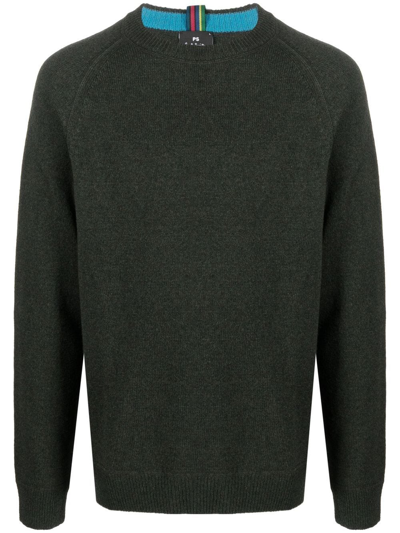 Shop Ps By Paul Smith Crew-neck Wool Jumper In Green