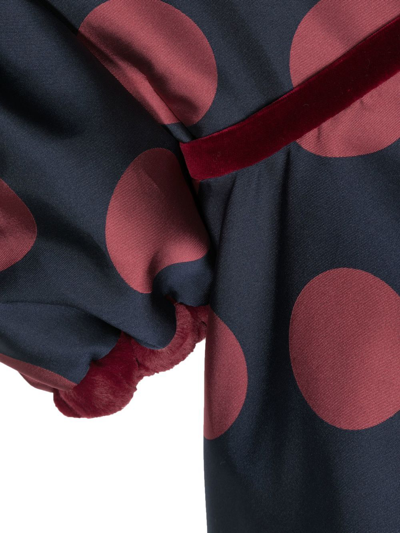 La Stupenderia Polka-dot Puff-sleeve Dress In Blue
