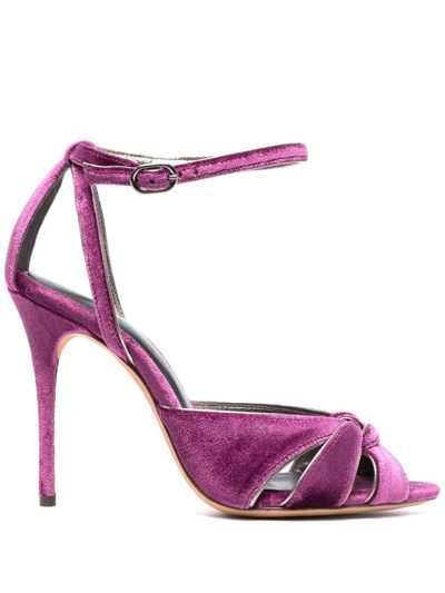 Shop Alexandre Birman 100mm Velvet Stiletto-heels In Purple