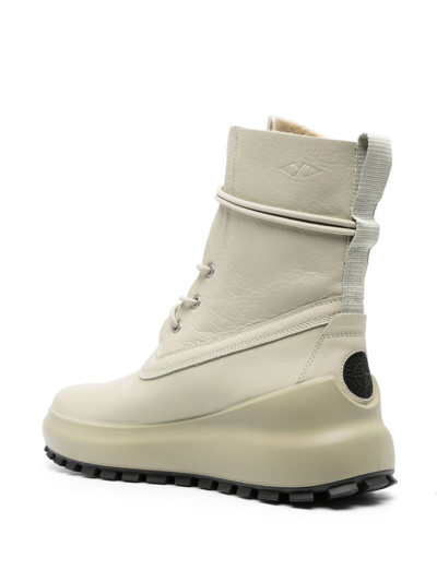 Shop Stone Island Shadow Project Lace-up Leather Boots In Green