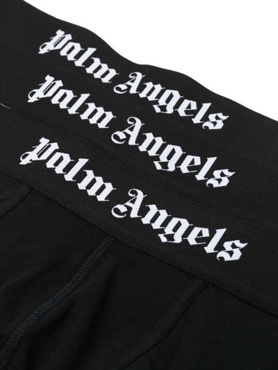 Shop Palm Angels Tri-pack Logo-waistband Boxer Set In Grey