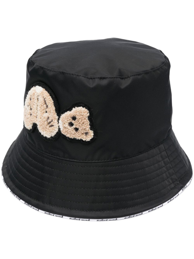 Shop Palm Angels Bear Motif Bucket Hat In Black