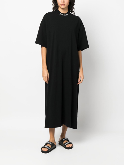 Shop Palm Angels Logo-print T-shirt Dress In Black