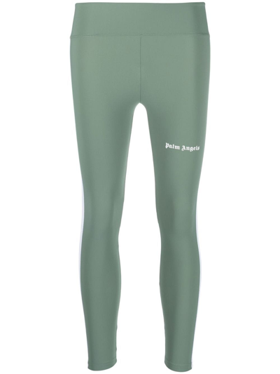 Palm Angels Logo-print Leggings In Green