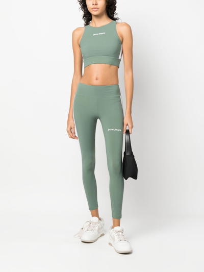 Palm Angels Logo-print Leggings In Green