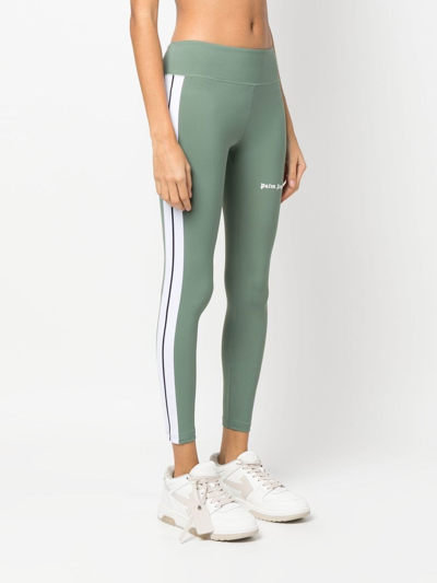Palm Angels Logo-print Leggings In Green