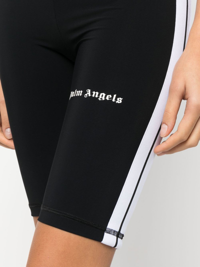 Shop Palm Angels Side-stripe Cycling Shorts In Black