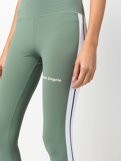 Palm Angels Logo-print Leggings In Green