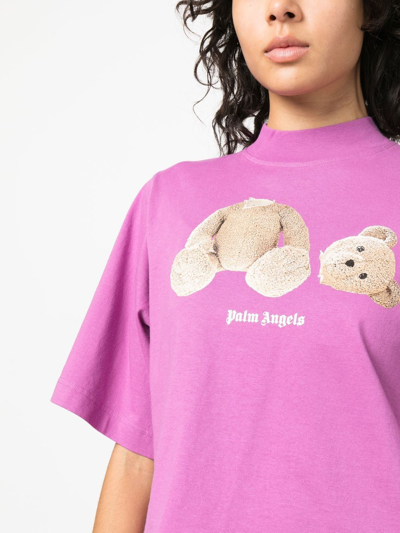 Shop Palm Angels Teddy Bear-print T-shirt In Purple