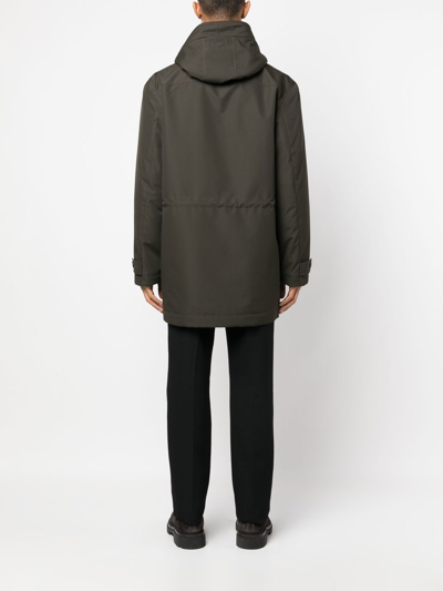 Liska Button-front Hooded Coat In Green