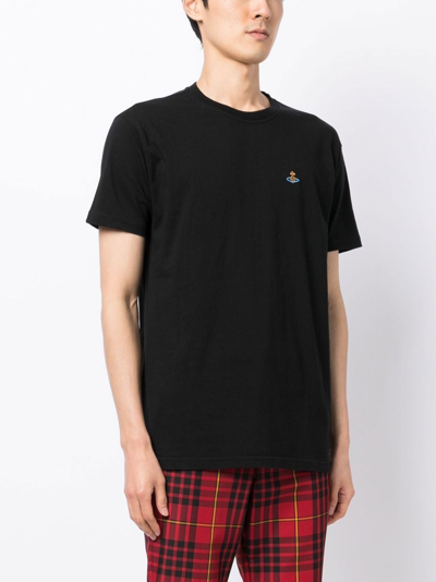 Shop Vivienne Westwood Orb-embroidered Short-sleeve T-shirt In Black