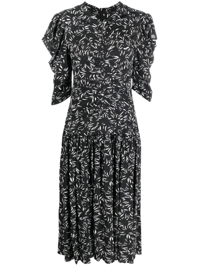Shop Proenza Schouler Abstract-pattern Midi-dress In Black