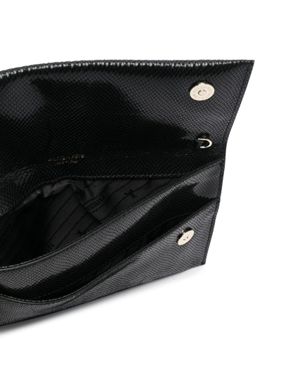 Shop Patrizia Pepe Logo-plaque Leather Shoulder Bag In Black