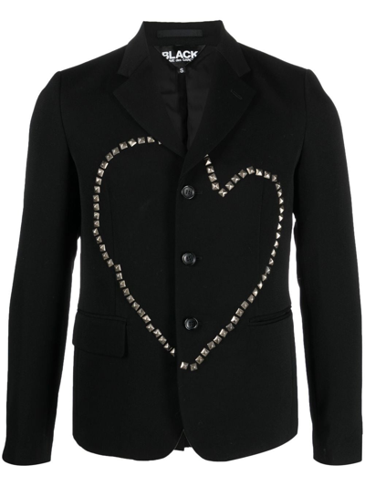 Shop Black Comme Des Garçons Heart Stud Embellished Wool Jacket In Black