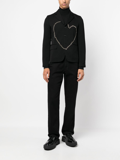 Shop Black Comme Des Garçons Heart Stud Embellished Wool Jacket In Black