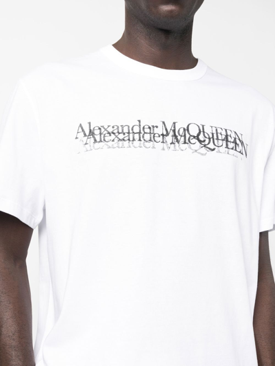 Shop Alexander Mcqueen Logo Stamp Cotton T-shirt In White