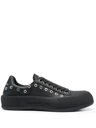 Shop Alexander Mcqueen Deck Plimsoll Low-top Sneakers In Black