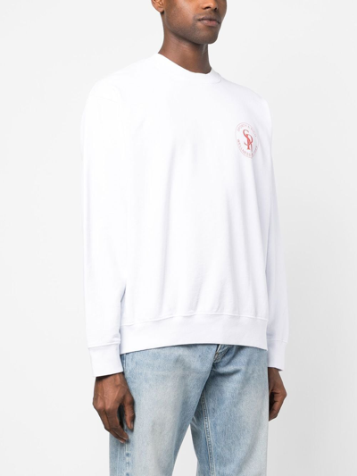 Shop Sporty And Rich Logo Motif Print Sweatshirt In White