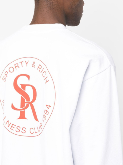Shop Sporty And Rich Logo Motif Print Sweatshirt In White