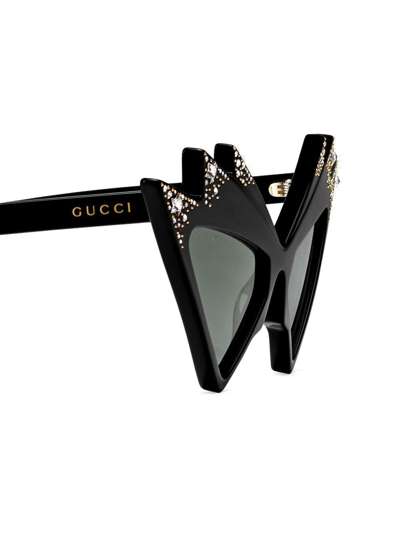 Gucci Crystal Embellished Cat Eye Sunglasses In Black Modesens 