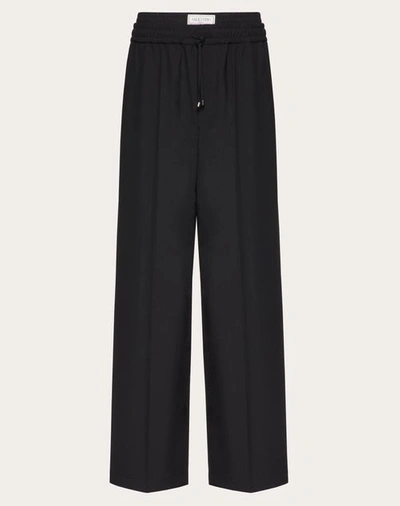 Shop Valentino Light Wool Trousers In Black