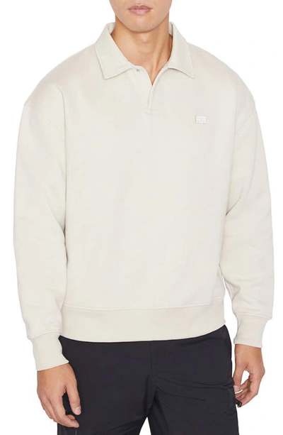 Shop Frame Fleece Polo Sweatshirt In Milk Beige