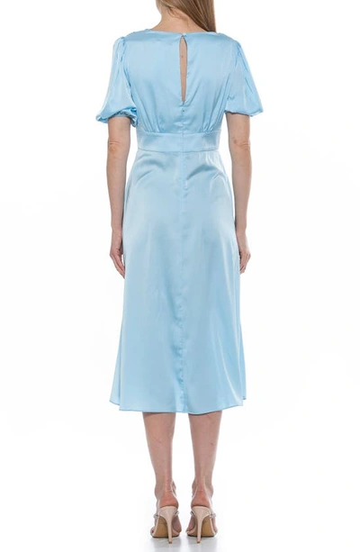 Shop Alexia Admor V-neck Puff Sleeve Midi Dress In Halogen Blue